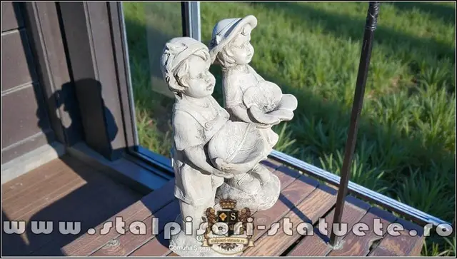 Statuete hranitoare de pasari, gri antichizat, model S111.