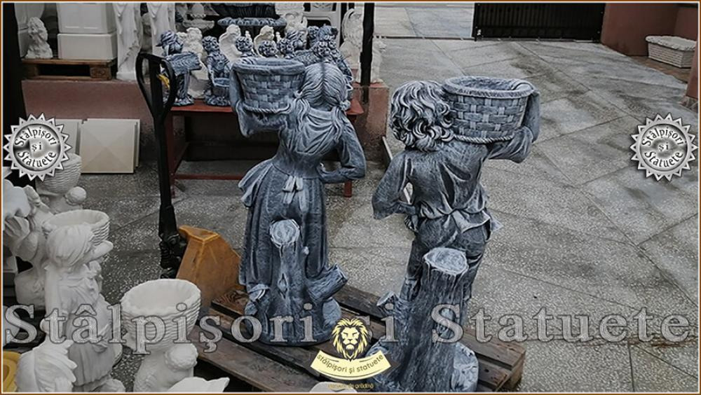 Set statuete copii cu cosulete, din beton, model J3,J4. - 8
