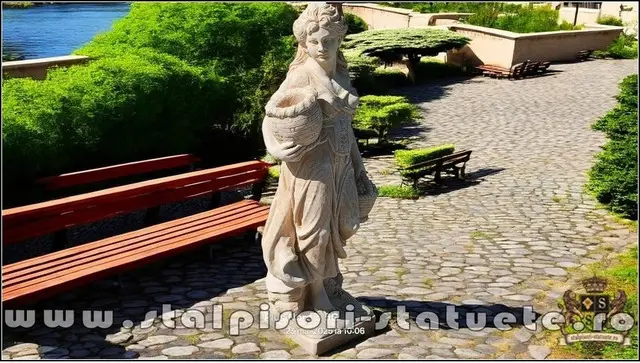 Statueta fata cu cosulete, maro, model S23.