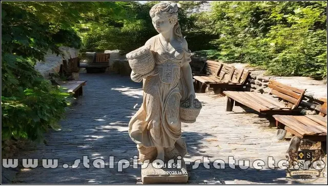 Statueta fata cu cosulete, maro, model S23.