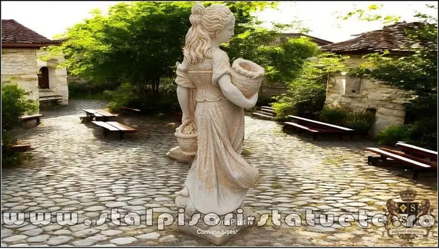 Statueta fata cu cosulete, maro, model S23.