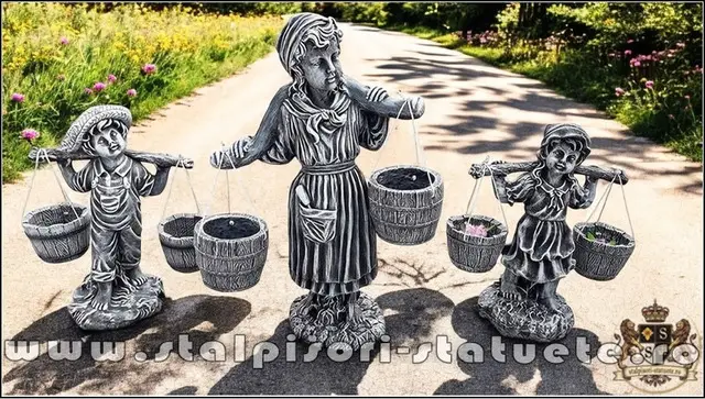 Mama si copii cu galetuse, gri patinat, model S65.