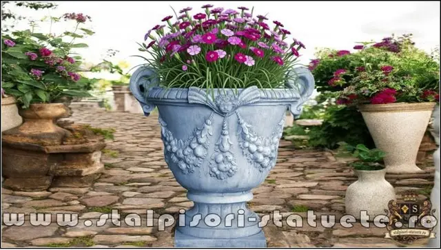 Vaza mare pentru arbusti, gri patinat, model V2.