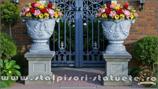 Vaza mare pentru arbusti, gri patinat, model V2.