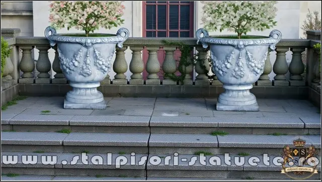 Vaza mare pentru arbusti, gri patinat, model V2.