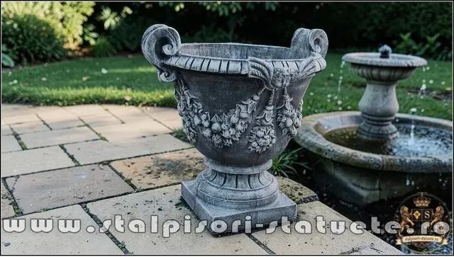 Vaza mare pentru arbusti, gri patinat, model V2.
