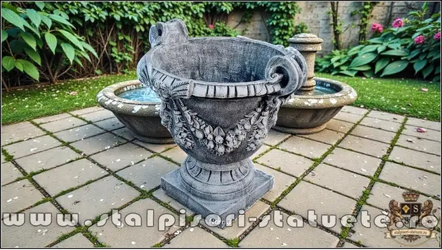 Vaza mare pentru arbusti, gri patinat, model V2.