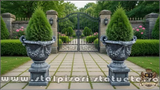 Vaza mare pentru arbusti, gri patinat, model V2.