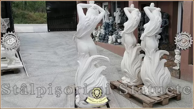 Statueta fata erotica, alb marmorat, model S26.