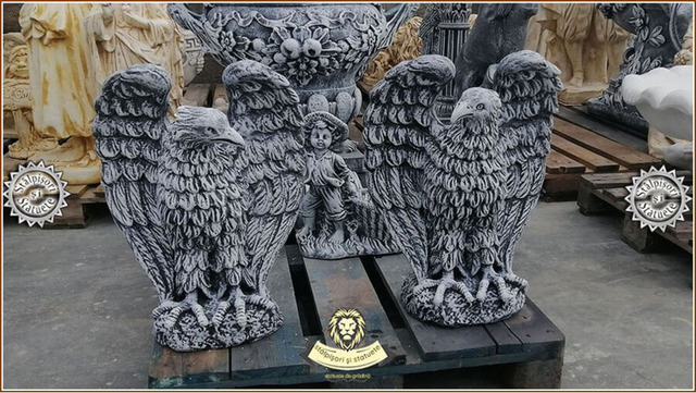 Statueta vultur, acvila, soim, uliu, gri patinat, model S13. - Imagine 1