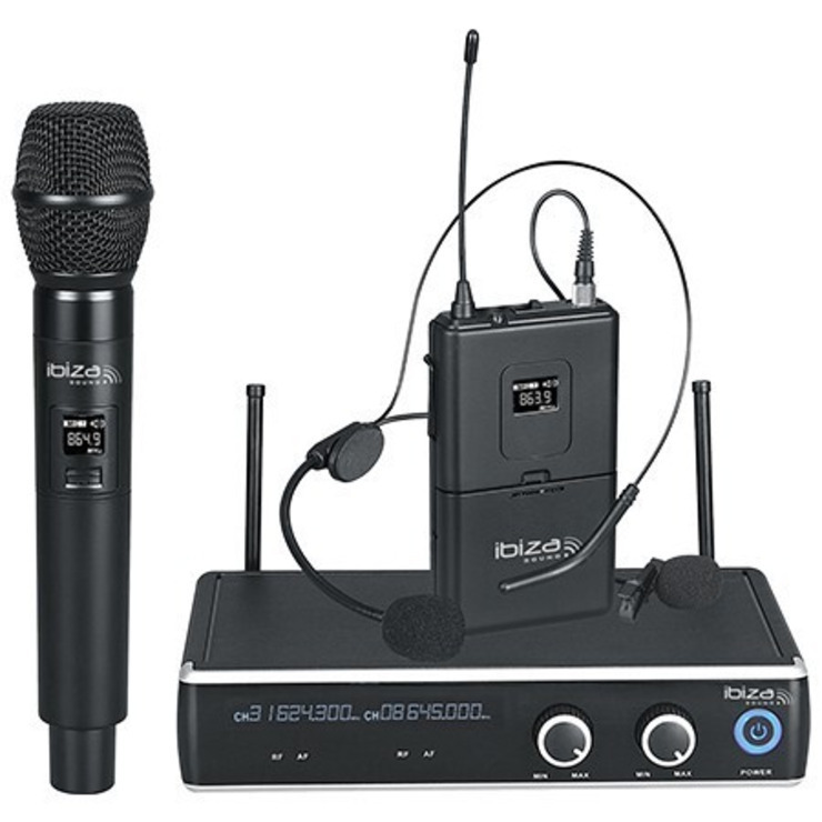 Set 2 microfoane wireless Ibiza Sound DR20UHF-HB - 1