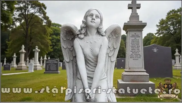 Statueta ingeras mare, gri patinat, model S9.