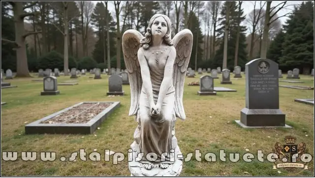 Statueta ingeras mare, gri patinat, model S9.