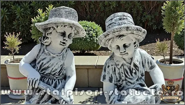 Set doua statuete gradinari, gri, model S92.