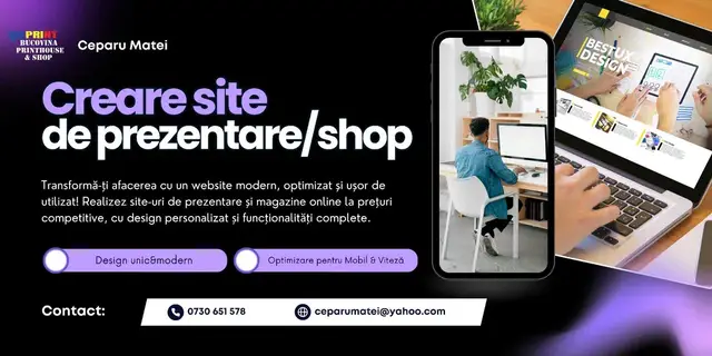 Creare website optimizat & adaptat firmei tale