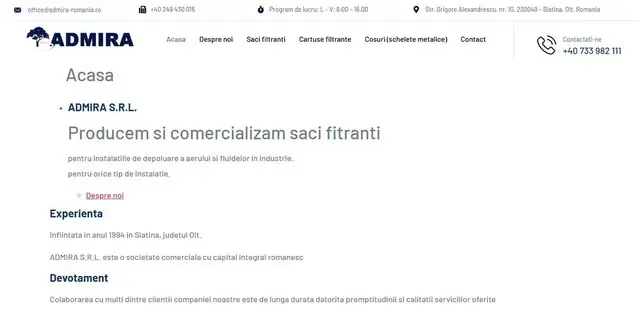 ADMIRA SRL – Depoluarea Aerului Industrial