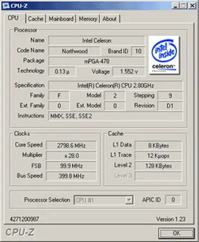 procesor Intel Celeron 4 CPU 2800 Mhz