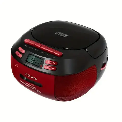 Radiocasetofon cu CD player 2 x 2,5 W  , rosu