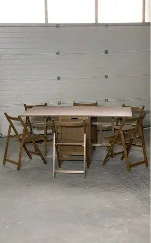 Set masa extensibila + scaune pliante lemn