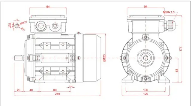 Motor electric trifazat 0.18kw 1400rpm 63 B3