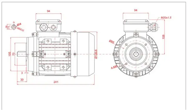 Motor electric trifazat 0.25kw 1400rpm 71 B14