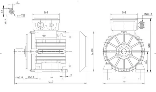Motor electric trifazat 0.55kw 1400rpm 80 B3