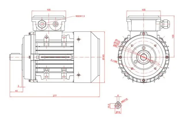 Motor electric trifazat 1.1kw 3000rpm 80 B14
