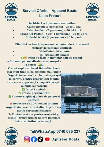 Agrement nautic pe Lacul Belis Fantanele Reducere 10%