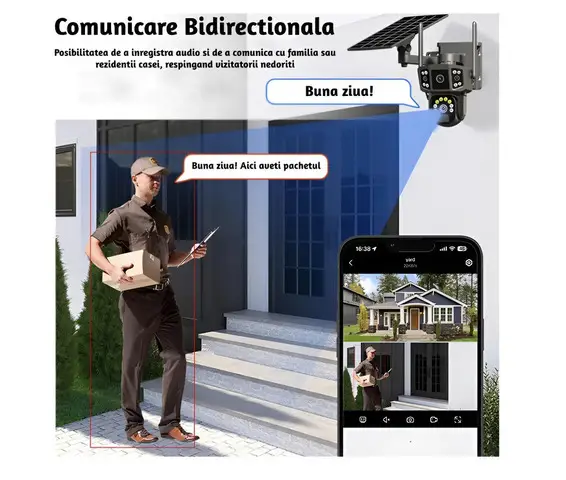 Camera de supraveghere 4G cu panou solar