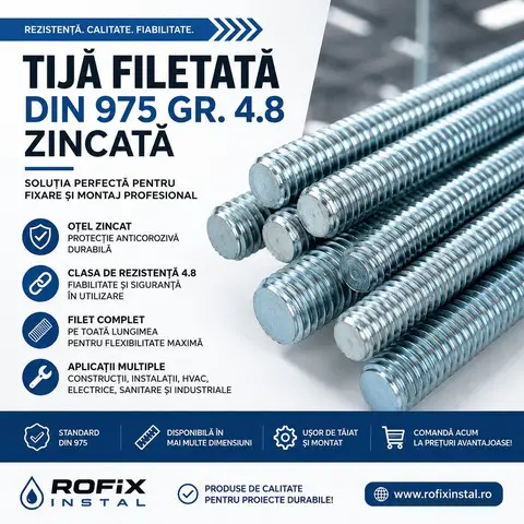 Tija Filetata DIN 975 Gr. 4.8 Zincata