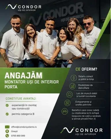 Angajam montator usi de interior porta