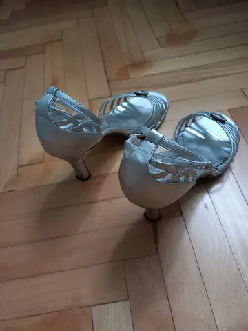Sandale dama femei, argintii, cu toc, confortabile