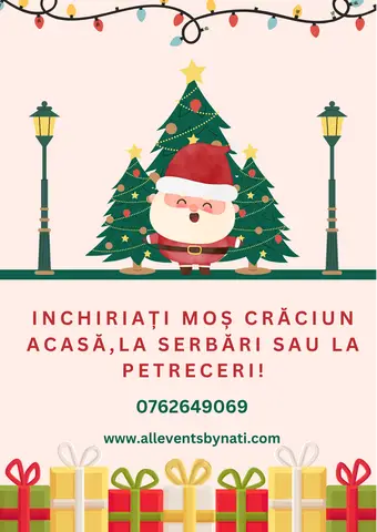 Mos Craciun cu barba falsa si costum profesional