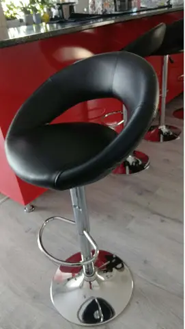 Scaune de bar din inox cu sezut din piele – 5 bucati