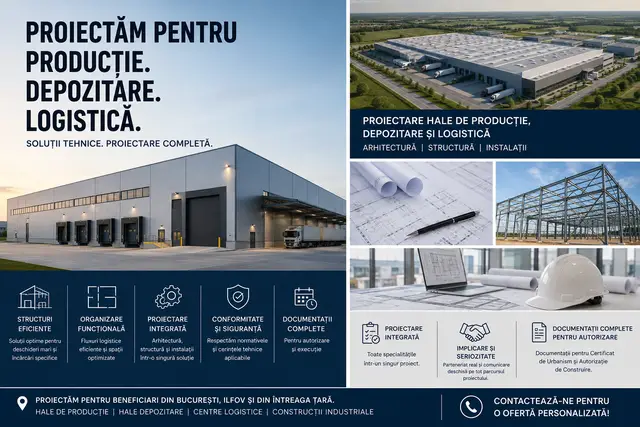 Proiectare hale industriale productie, centre logistice